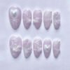JP3886-Luxury French Manicure Press Ons | Reusable 3D Swan & Bow Designs (Short Almond)