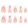 JP3602-Dainty Dream Nails: Reusable Pink French Tips w/ 3D Crystal Bows ✨