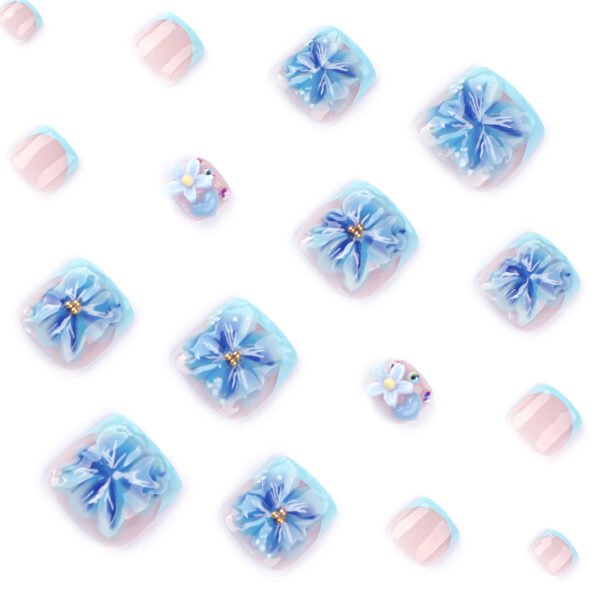 O1CN01i6knHv2NGHyWd5bUp_!!4234819935-0-cib JP3817-Summer-Ready French Pedicure Toenails | Blue 3D Flower Press Ons (Reusable & Waterproof)