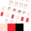 JP3653-Unapologetic Glam Press-Ons? Edgy French Zebra & Red Statement Nails (Waterproof & Reusable)