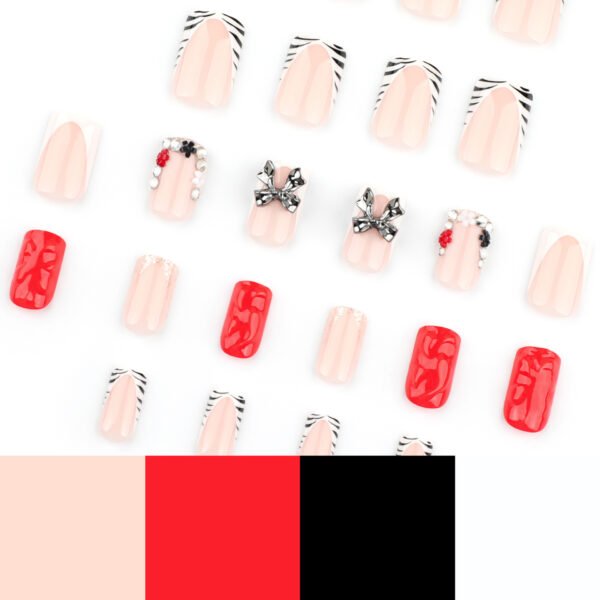 O1CN01iAbHAJ2NGHw2cuKQb_!!4234819935-0-cib JP3653-Unapologetic Glam Press-Ons? Edgy French Zebra & Red Statement Nails (Waterproof & Reusable)