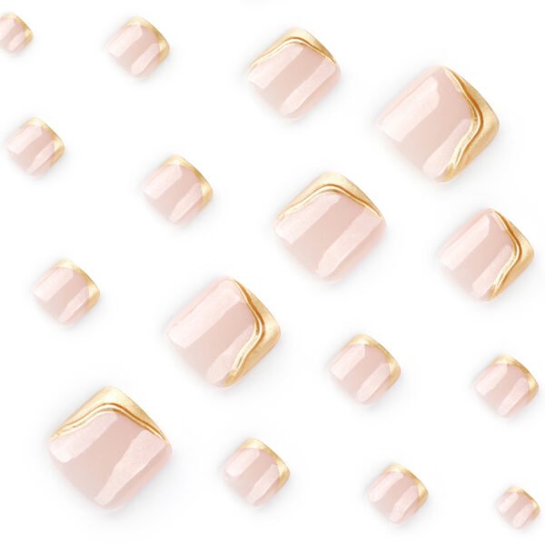 JP3812-Gilded French Toe Nails | 3D Gold Edge Luxury | Waterproof & Reusable ​​Step Into Liquid Gold: Salon-Grade Pedicures in 90 Seconds​