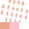 JP3866-Blushing French Petals Press-Ons: 3D Camellias & Diamonds That Won’t Quit ✿​​ Salon sparkle in 7 mins, swim-proof for 14 days. Nail damage? Never heard of her.