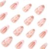 JP3860-French Almond Press On Nails | Easy Short Summer Nails with 3D Flowers | Reusable Gel Nails​