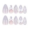 JP3557✨ 3D Fantasy French Toes: Diamond Bows, Pearl Hearts & Cat Eye Dreams (Luxury Almond Press-Ons)