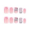 JP3658-Effortlessly Bold French Tips: Reusable Metal Bow Nails w/ Bling ✨