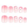 JP3883-Summer Breeze French Press Ons | Blush Gradient & 3D Florals (Short Square)