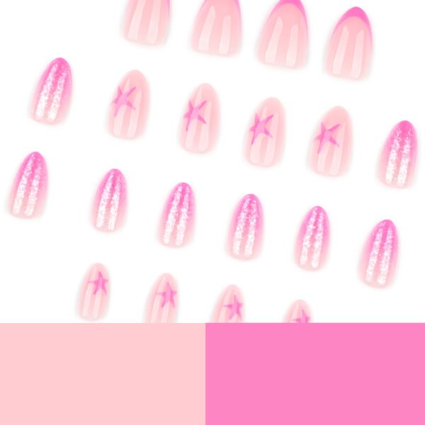 O1CN01kghYb02NGHygD0AwN_!!4234819935-0-cib JP3946-Sweet French Press On Nails | Rose Pink Almond Shorties w/ Star Accents Reusable Salon Glam in 10 Seconds - Waterproof & Damage-Free