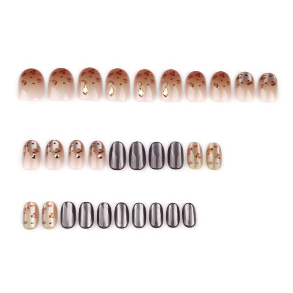 GN043-Your Winter Whisper: Reusable Leopard Ombré French Tips w/ Cat Eye ✨ (Short & Chic)