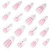 JP3742-French Almond Bow Nails | 3D White Bow Press Ons | Reusable Salon-Grade Manicure​