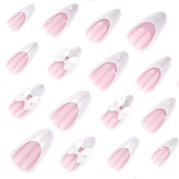 O1CN01kpBi452NGHxAqlJlv_!!4234819935-0-cib JP3742-French Almond Bow Nails | 3D White Bow Press Ons | Reusable Salon-Grade Manicure