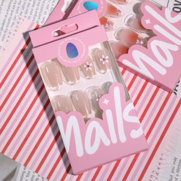 JL0670-Moonbeam Ballet Press On Nails | 3D Pearlescent Blossoms Reusable Short Almond Radiance – Waterproof Temptation
