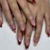JP3733-Scarlet Sweetheart French Nails 🍒 Kissed by Diamonds & Velvet Bows​​ Survives 3am espresso spills & pool parties. Reusable ’til Christmas.
