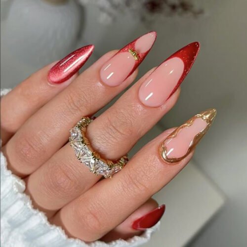 JP3853-THE RED RULES RESISTANCE: Reusable Parisian Almonds | Effortless Power French Tips​​ ​​Salon Reds Chipped By Wednesday? Command Eternal Rouge.​