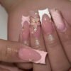 JP3778-Captivating French Waves: Sculpted 3D Floral Press-On Nails | Waterproof & Reusable Salon Dupe ​​Runway-Ready Hands in 90 Seconds: Where Artistry Meets Resilience​