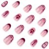 JP3841-Effortless French Flair: Chic Red Tips with Petal Accents for Short Round Nails (Reusable & Waterproof)