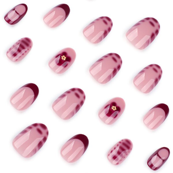 O1CN01nC62102NGHy0WE0zZ_!!4234819935-0-cib JP3841-Effortless French Flair: Chic Red Tips with Petal Accents for Short Round Nails (Reusable & Waterproof)