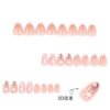 JP3869-Nordic Kiss French Almond Nails | 3D Heart Tip Press Ons | Waterproof Reusable Minimalist Manicure​​  ​​Subtitle:​​ Where Parisian Chic Meets Stockholm Minimalism – Zero Salon Damage