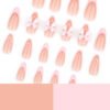 JP3602-Dainty Dream Nails: Reusable Pink French Tips w/ 3D Crystal Bows ✨