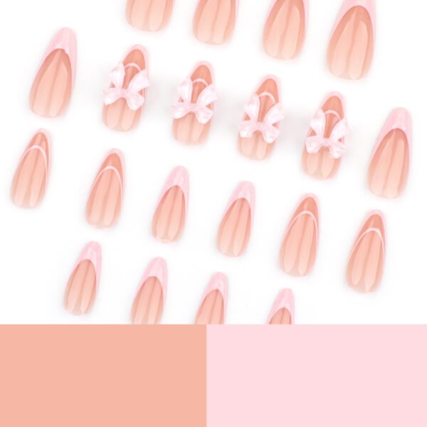 O1CN01nm7bSg2NGHvdyjRXV_!!4234819935-0-cib JP3602-Dainty Dream Nails: Reusable Pink French Tips w/ 3D Crystal Bows ✨