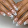 JP3329-🌊 ​​Liquid Light Luxury: 3D Water Ripple French Almond Press-Ons​​ (Reusable & Waterproof ✨ Salon Escape in 90 Seconds)