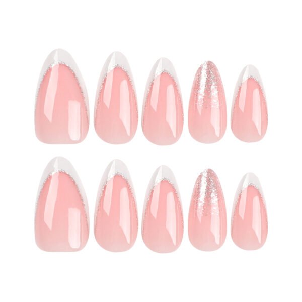 O1CN01o9l8Ao2NGHoFEFj6c_!!4234819935-0-cib JP3029-✨ Effortless French Frost: Classic Almond Press-Ons with Silver Sparkle ✨ (Reusable & Waterproof!)