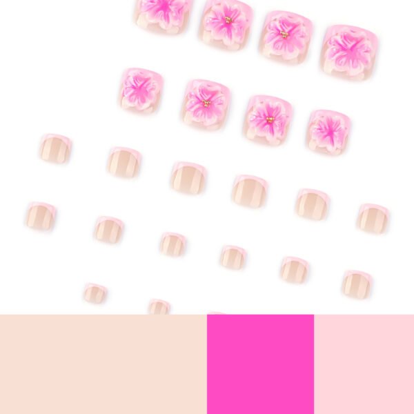 JP3814-Effortless French Toe Nails with 3D Flowers | Reusable Summer Pedicure Kit​