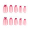 JP3637-French Almond Press On Nails with Red Bow - Reusable Luxury Valentine's Nails (Waterproof)​​  ​​Get Salon-Perfect Valentine’s Manicures in 10 Minutes - No Appointment, No Damage!