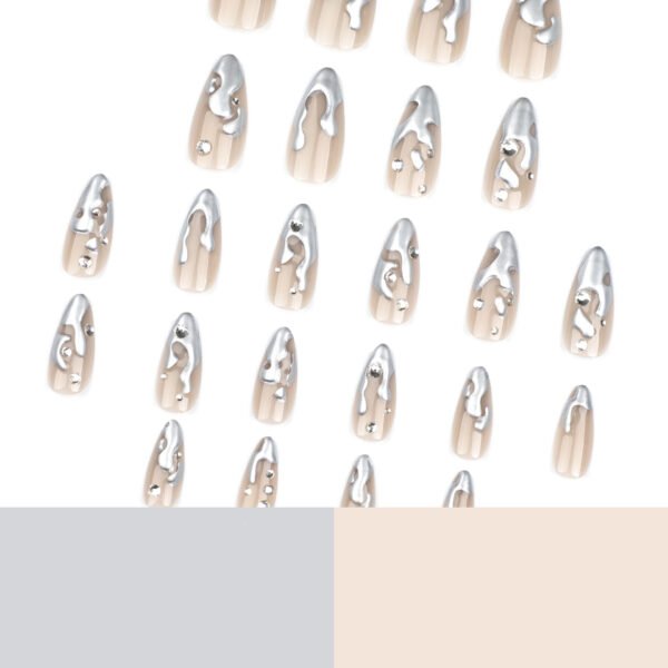 O1CN01p6kGZB2NGHtnwOZ6y_!!4234819935-0-cib JP3427-French Almond Liquid Silver Press Ons | 3D Chrome Gel Drip & Crystal Fake Nails | Salon Alternative