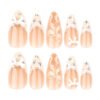 JL0671-​​ Effortless French Elegance: Reusable Almond Short Press On Nails with Silk Bow Design (Waterproof & Salon-Quality)  ​​​​ Get a 15-Minute Salon Gel Manicure at Home – Zero Damage, Endless Charm