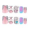JP3654-Effortless Luxury: Reusable Zebra Print French Nails w/ Dazzling Diamonds ✨