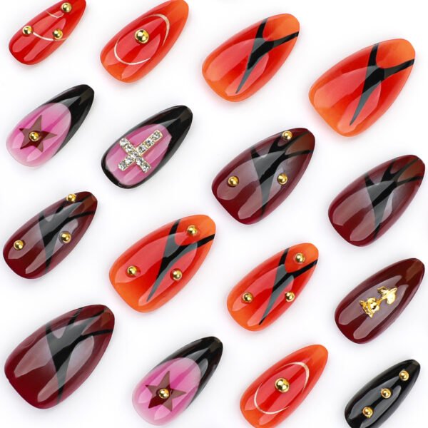 O1CN01r22hTT2NGHvWUNUjC_!!4234819935-0-cib JP3563-Badass French Tip Almond Press Ons: Edgy 3D Roses, Gems & Cross Charms Rebellious Salon-Grade Nails in Minutes - Reusable & Waterproof