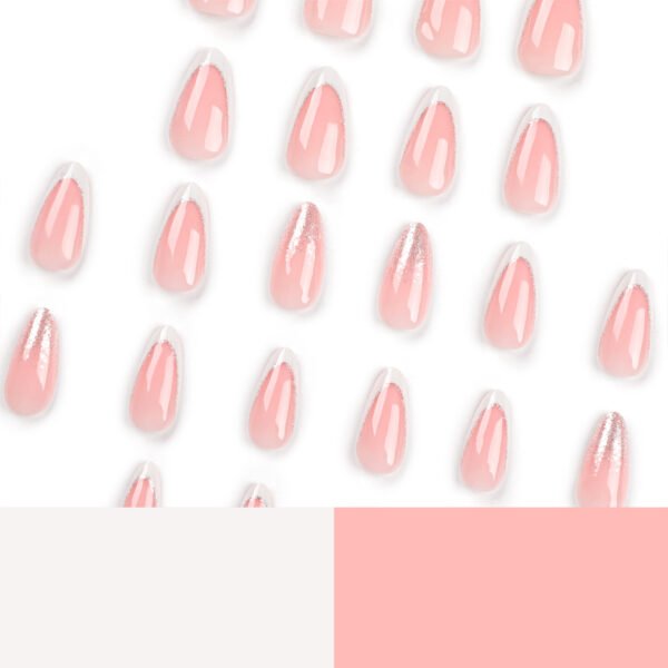 O1CN01r8fgnI2NGHoGxd7L9_!!4234819935-0-cib JP3029-✨ Effortless French Frost: Classic Almond Press-Ons with Silver Sparkle ✨ (Reusable & Waterproof!)
