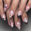 JP3751-Secret Garden Almond Nails: Reusable Press-Ons with Gentle Tulips & Bunny Charm