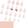 JP3598-Sweet Escape Almond Tips: Salon-Grade Press-Ons with 3D Bows & Blissful Gradient
