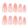 JL0684-Blushed Almond Press On Nails | Weightless 3D Blossom French Tips Reusable Short Almond Perfection – Waterproof & Salon-Grade