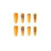 JP1313-Sunset Glam at Your Fingertips: Extra Long Reusable Coffin Press Ons - Vibrant Orange French Tip with Diamonds