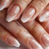 JP3736-Liquid Silver Ballet Press-Ons: Reusable French Fade Nails | Waterproof High-Design Glam