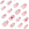 JP3619-Dewdrop Ballet Nails? Kawaii French Tips with Pearls & Gems (Reusable & Waterproof)