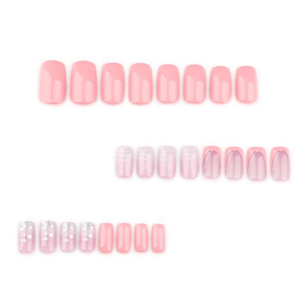 O1CN01sftcHR2NGHw63Ii8l_!!4234819935-0-cib JP3685-Pink Stardust Ballet Squares: Reusable French Fade Nails with Galaxy Lines | Waterproof Artistry