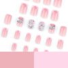 JP3658-Effortlessly Bold French Tips: Reusable Metal Bow Nails w/ Bling ✨