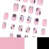JP3651-Reusable French Press On Nails | Zebra Print & Crystal Stars w/ Detachable Bow Salon-Worthy Manicures in 5 Minutes - Waterproof & Damage-Free