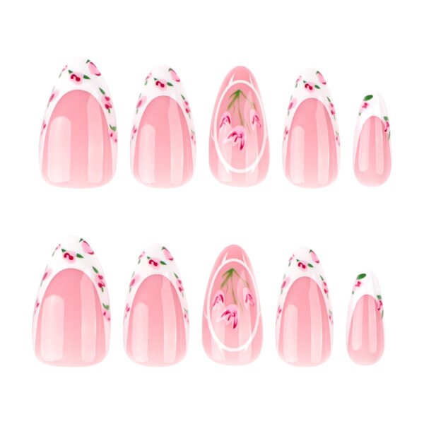 O1CN01to6LZm2NGHy57mjyW_!!4234819935-0-cib JP3784-Provençal Almond Press Ons | Tulip French Manicure - Reusable Spring Nails (Waterproof Short) Subtitle: Bloom Where You're Planted 💐 Salon-Grade Garden Elegance in 8 Minutes Flat (Hero Image: Soft light on short almond nails w/ tulip art beside freshly-cut garden tulips + vanilla latte)