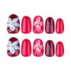 JL0676-Velvet Wine Press On Nails | 3D Rose Shorties Salon-Worthy Florals - Reusable & Kind to Nails