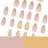 JP3749-Pearlescent French Almond Press-Ons | Diamond Dust Shimmer | Reusable Salon Escape ​​Instant Light Capture: Your Secret Glow Revolution​