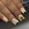 JP3656-Zebra French Press-On Nails | Reusable Animal Print Square Tips (Mid-Length)