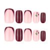JP3933-The Silent Power Nail: Burgundy French Tip Square Press-Ons with Secret Cherry Daring ​​Salon Polish vs. Boardroom-Proof Edge​