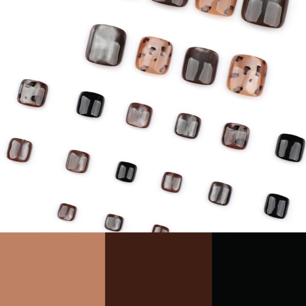 JP3703-Leopard & Cat Eye Toe Press Ons | Bling French Pedicure | Salon-Grade Waterproof Tabs ​​Reveal Rebel Toes: Swimsuit-Ready Wild Glam in 5 Minutes​