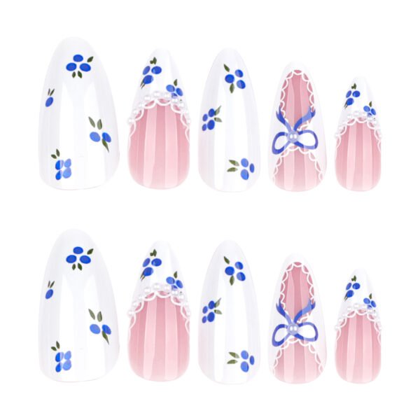 O1CN01waAYEz2NGHy9WE42o_!!4234819935-0-cib JP3822-Blueberry Breeze French Press-Ons: Crunchy Blue Dips & 3D Bows ✧ Waterproof for 2 weeks - Replay your vacation vibes. Salon price? Just iced coffee change.