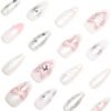 JP3847-⚡️ Rebel Galaxy Nails: Edgy 3D Star & Bow French Tips Press Ons - Waterproof & Salon-Crushing (Reusable 10x)  🖤 ​​​​ Slay Like Rihanna's Nail Artist: Lightning-Fast Punk Glam for Concerts, Dates & Power Meetings